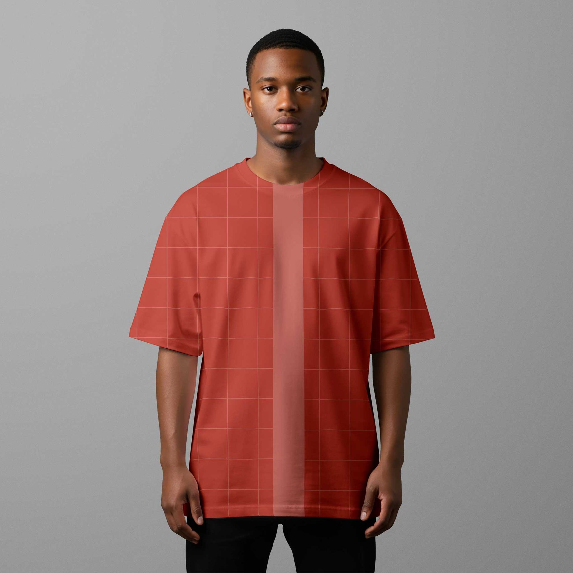 Modelled Mens Oversized T-Shirt Mockup Front